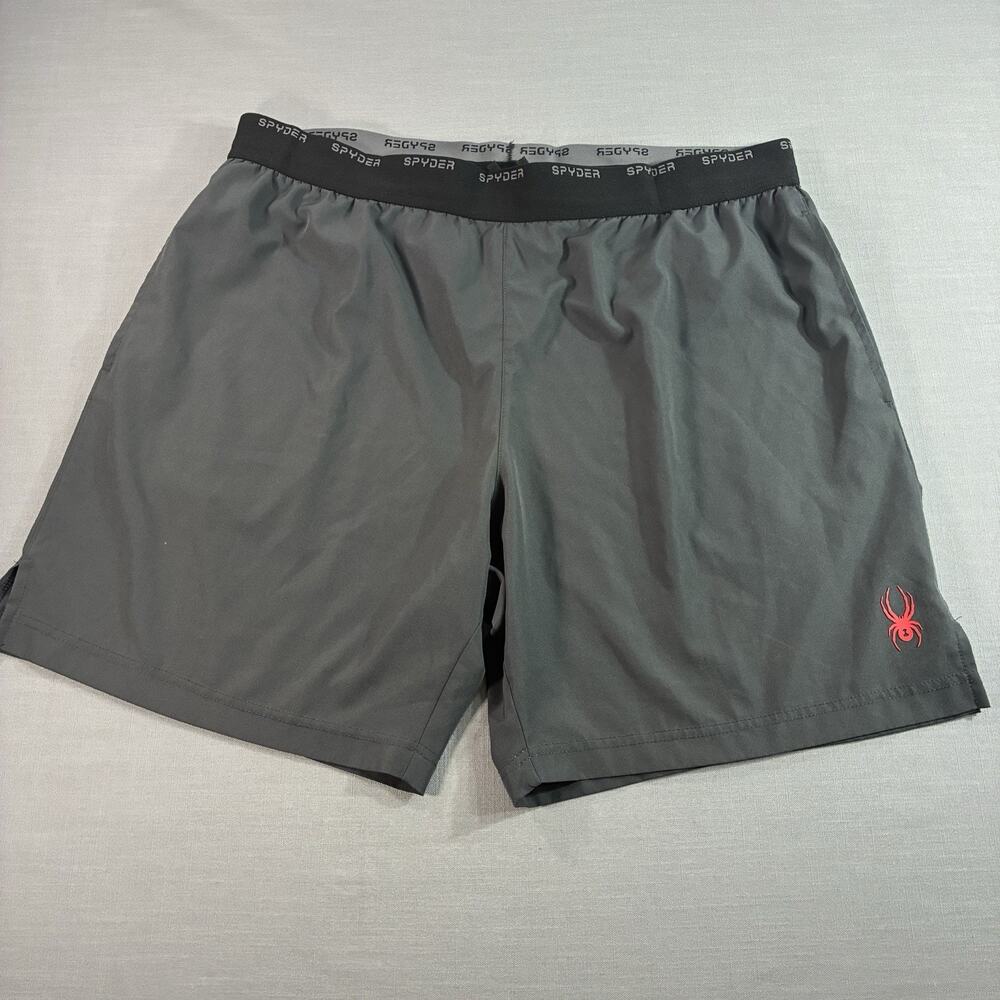 Spyder Active Performance Shorts Men's XL Gray Red Moisture Wicking